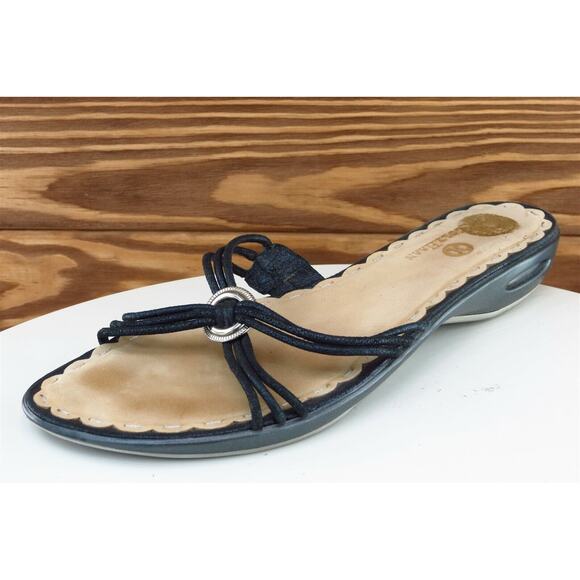 Cole Haan Sz 7.5 B‎ Black Slide Leather Women Sandals - Picture 1 of 7